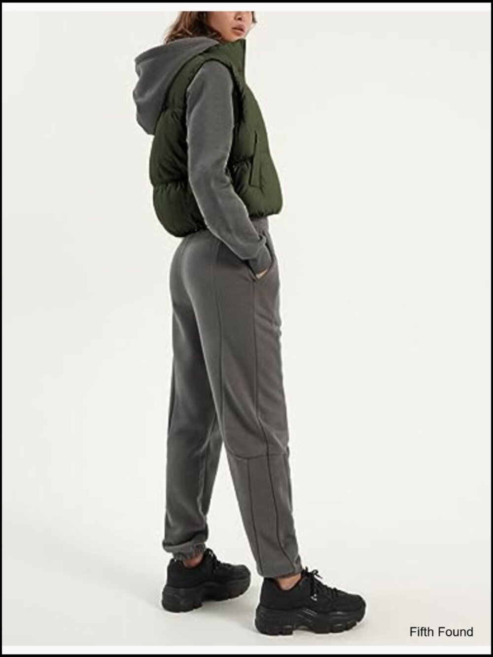 Cropped Puffer Vest Zip Up Stand Collar Sleeveless Padded Vest - Picture 4 of 7